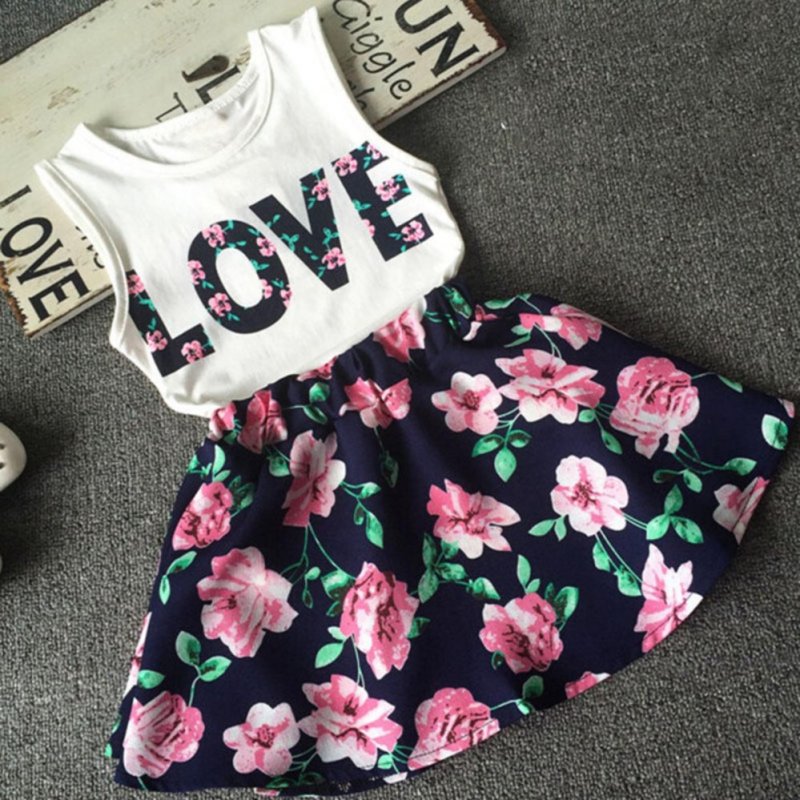 Nơi bán Amart Summer Kid Dress Sleeveless T-Shirt Top and Floral Skirt
Little Girls Outfit Set - intl