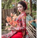 Áo dài gấm in họa tiết 3d+ mấn không kèm quần