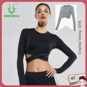 Áo dài tay thể thao nữ Croptop Vansydical - Hàng nhập khẩu (đồ tập quần áo gym, thể dục,thể hình,...