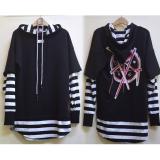 Áo hoodie tay dài phối sọc ngang