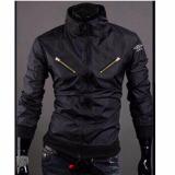Áo khoác bomber nam jacket kaki 2 lớp dây kéo trên ngực