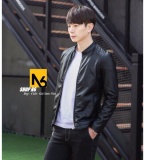 [HCM]Áo Khoác Da Nam Cổ Đứng Đen Cao Cấp - BC18