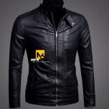 [HCM]Áo Khoác Da Nam Đen Trơn Khóa Kéo Đồng Cao Cấp - D21
