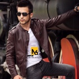 [HCM]Áo Khoác Da Nam Túi Kéo Ngực Nâu Lót Lông Cao Cấp - DA15