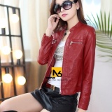 [HCM]Áo Khoác Da Nữ Angel Phối Dây Kéo Đỏ Cao Cấp - DN12
