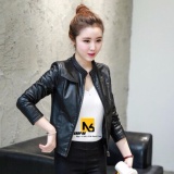 Áo khoác da nữ down zipper đen cao cấp - dn15