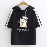 Áo khoác hoodie nữ tay ngắn hình mèo và cá tai mèo dễ thương LTTA776 (Đen) BEAUTYSALES