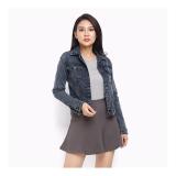 Aó khoác jeans nữ cổ bẻ màu xám nu1744