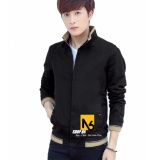 [HCM]Áo Khoác Kaki Nam Đen Trơn Phối Sọc Tay - QK16