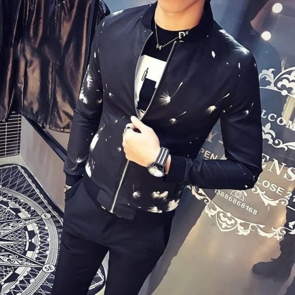 Áo khoác nam bomber kaki 2 lớp đen