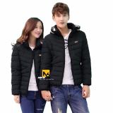 Áo khoác phao nam nữ cao cấp có nón đen - pn1