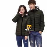 Áo khoác phao nam nữ phối nón cao cấp rêu - pn3