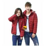 Áo Khoác Phao Nhẹ Couple Đỏ Phối Lông Cao Cấp - PNA4