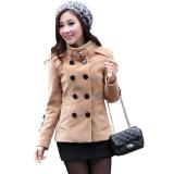 Áo khoác phong cách Mangto tay dài đính nút (màu kem)