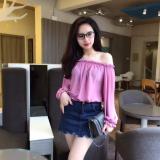 [HCM]Aó kiểu bẹt vai tay nhúng (tím)