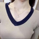 Áo len thu đông nữ dài tay cổ tim