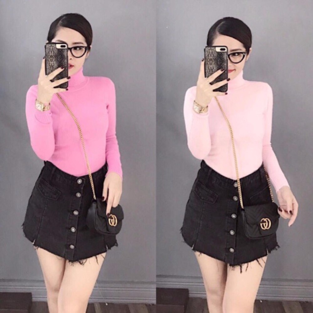 Áo len trơn màu cổ lọ mềm ấm Chipxinhxk