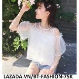 Áo Nữ Kiểu Trễ Vai, Phối Lưới , Yếm Lót Thời Trang Mới - BT Fashion AT062A (Trắng)