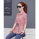 Áo sơ mi caro nữ dây rút eo tinasm546