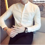Áo Sơ Mi Nam Cổ Trụ  Vải Sơ MI Lụa Không Nhăn (màu trắng)