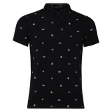 Áo thun nam cổ bẻ hoạ tiết cao cấp Model Fashion AT001( ĐEN )