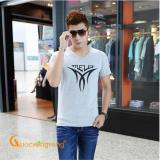 Áo thun nam màu xám cổ tim in Mela GLA041 xám coton co giãn Cuocsongvang