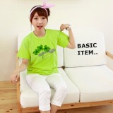 Áo thun nữ in hình chùm cỏ ba lá may mắn form rộng hàn quốc vải dày mịn AoK1563