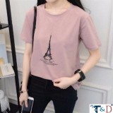 Áo thun nữ in hình tháp thời trang