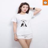 [HCM]Áo thun nữ trắng in hình cún con form rộng hàn quốc vải dày mịn AoK6