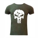 Áo thun nam body tập gym punisher màu rêu size l cao cấp cổ tròn đẹp