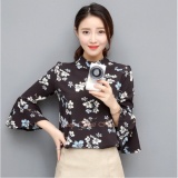 Áo voan cổ cao tay loe