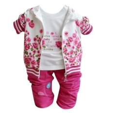 Bảng Giá Baby Peony Coat + Long Sleeve T-shirt+ Pants Clothes Set(Rose Red)(80) – intl   sportschannel