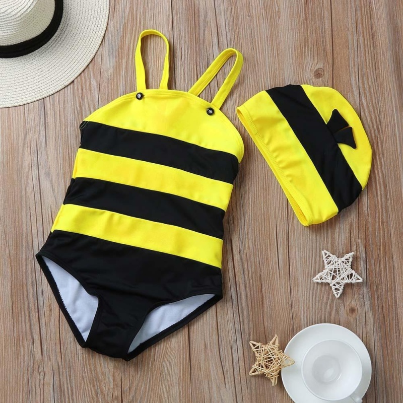 Nơi bán Baby Swimwear+Hat Little Bee Swimsuit Beachwear Toddler Cute Bathing Suit YE/XL - intl