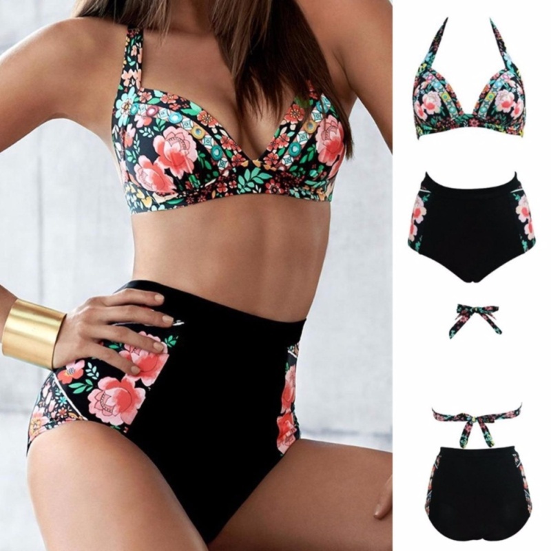 Nơi bán Bikins Women 2017 New Plus Size Swimwear Print Floral High Waisted
Bathing Suits Swim Halter bikinis Set Biquini - intl