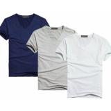 [HCM]Bộ 3 áo thun nam body cổ tim 100% COTTON ( xanh đen trắng xám )