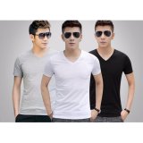 Bộ 3 áo thun nam body cổ tim ( đen, trắng, xám )