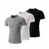 Áo BODY- ĐỦ SIZE - Bộ 3 áo thun nam body cổ tròn ( đen, trắng, xám )