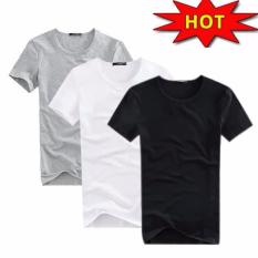 [HCM]Bộ 3 áo thun nam body cổ tròn mềm mịn thấm hút tốt ( đen trắng xám )