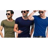 [HCM]Bộ 3 áo thun nam body cổ tròn ( xanh đen xanh rêu xanh dương )