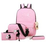 Bộ 4 Ba Lô Túi Xách Mèo Tình Yêu Cao Cấp ML2 (Hồng)