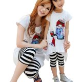 Bộ đồ bộ mẹ và bé hình cô gái Hàn Quốc