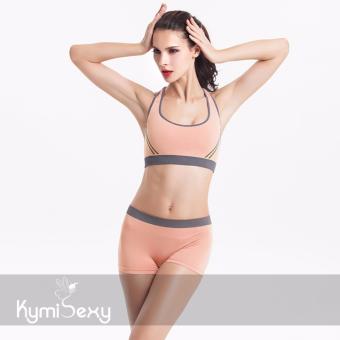 Bộ đồ nữ quần ngắn tập gym dây chéo lưng Kymisexy (Hồng)  