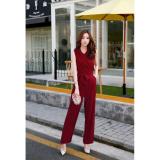 Bộ jumpsuit cổ chéo nơ eo