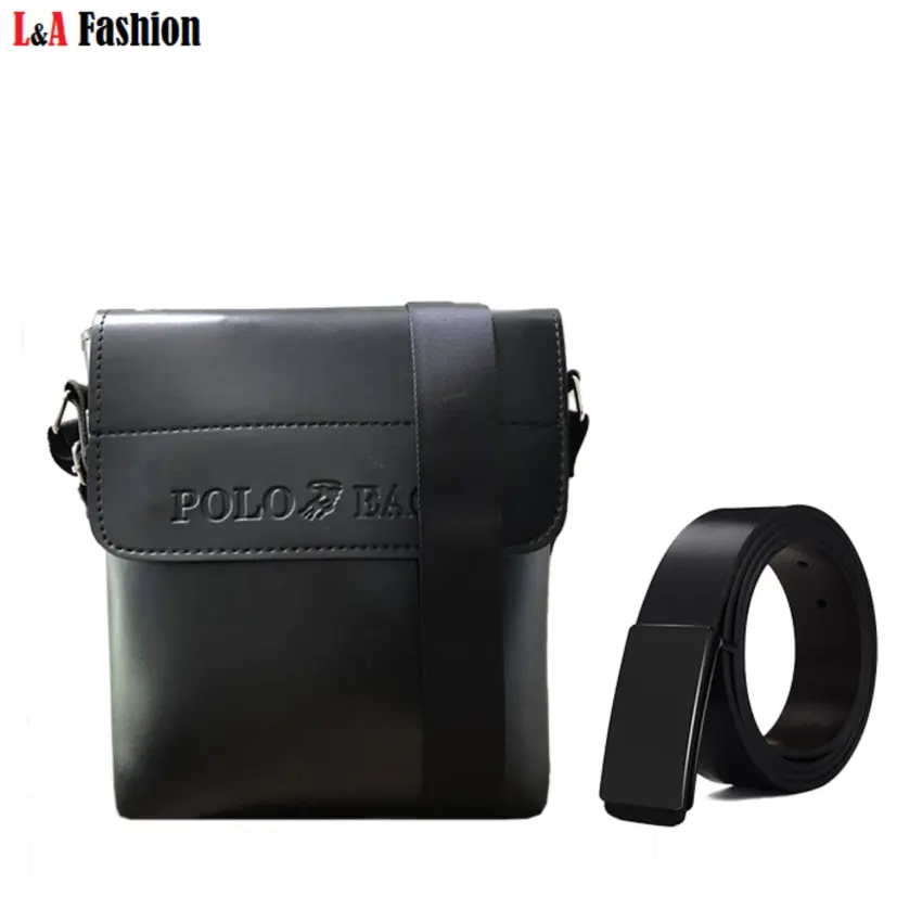 Bộ Túi Đeo Chéo Nam Trơn Và Thắt Lưng Da Thật L&A Fashion