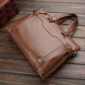 Business Men Shoulder Bag Messenger Bag Laptop Computer Oil Wax Cowhide Leather Briefcase Men's Tote Handbag (Big Size Brown) -...