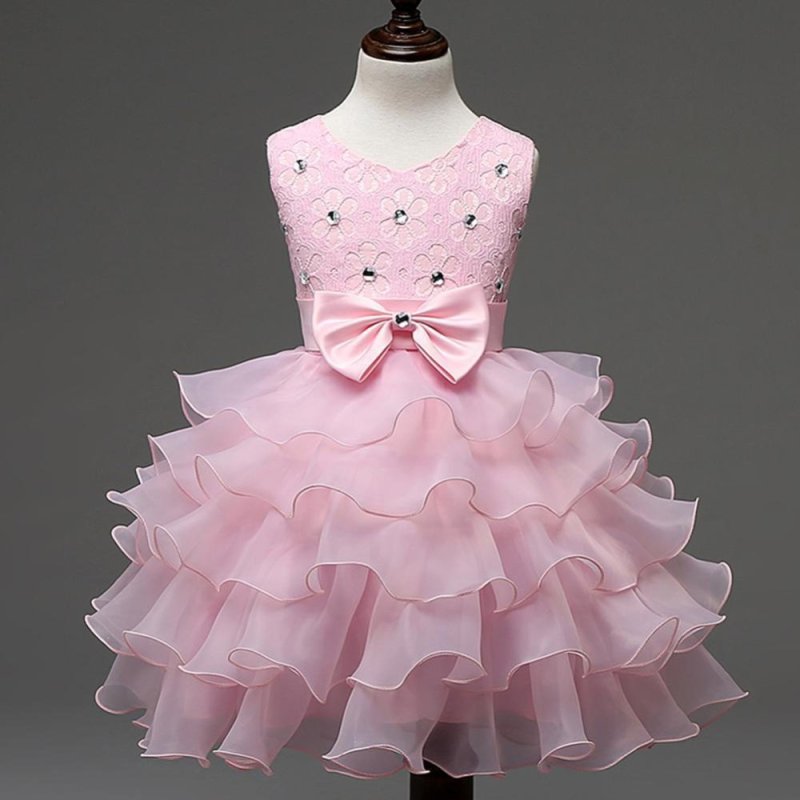 Giá bán BUYINCOINS Baby Girls Dresses Kids Bowknot Beads Ruffles Lace
Princess Party Wedding Dress Pink & 140cm - intl
