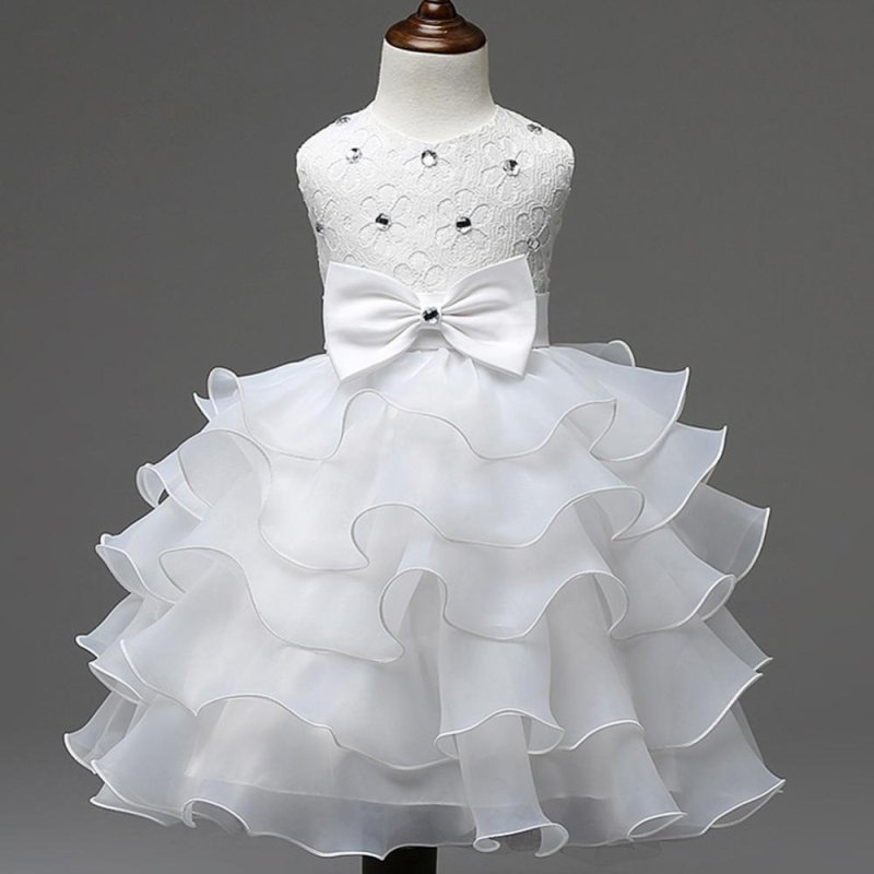 Giá bán BUYINCOINS Baby Girls Dresses Kids Bowknot Beads Ruffles Lace
Princess Party Wedding Dress White & 140cm - intl