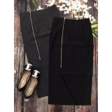 [HCM]Chân váy bút chì dây kéo xẻ đùi( đen)