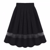 Chân váy xếp ly phối lưới (Đen)