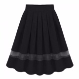 Chân váy xếp ly phối lưới (Đen)